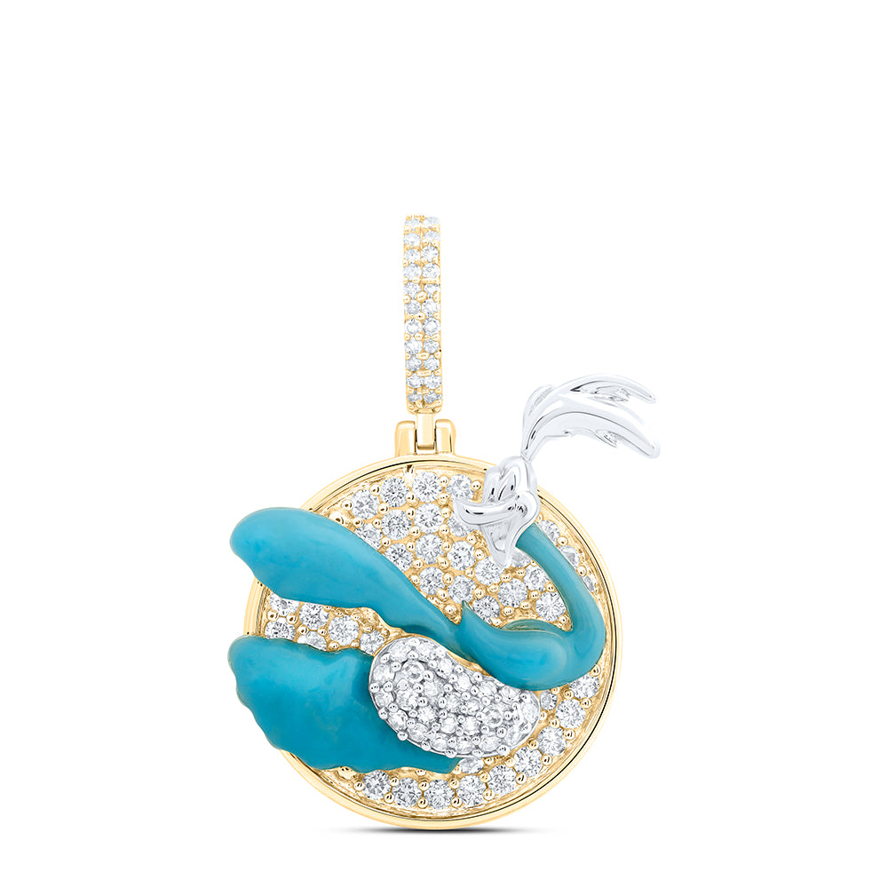 0.85 Ctw Natural Diamond Road Runner Pendant in 10k Yellow Gold