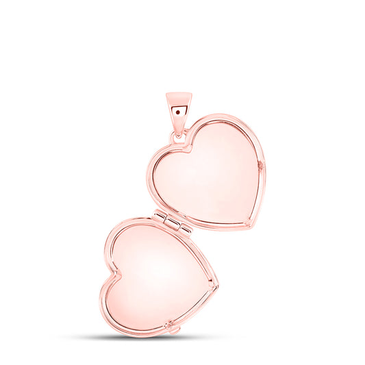 0.05 Ctw Natural Diamond Heart Locket Pendant in 10k Rose Gold