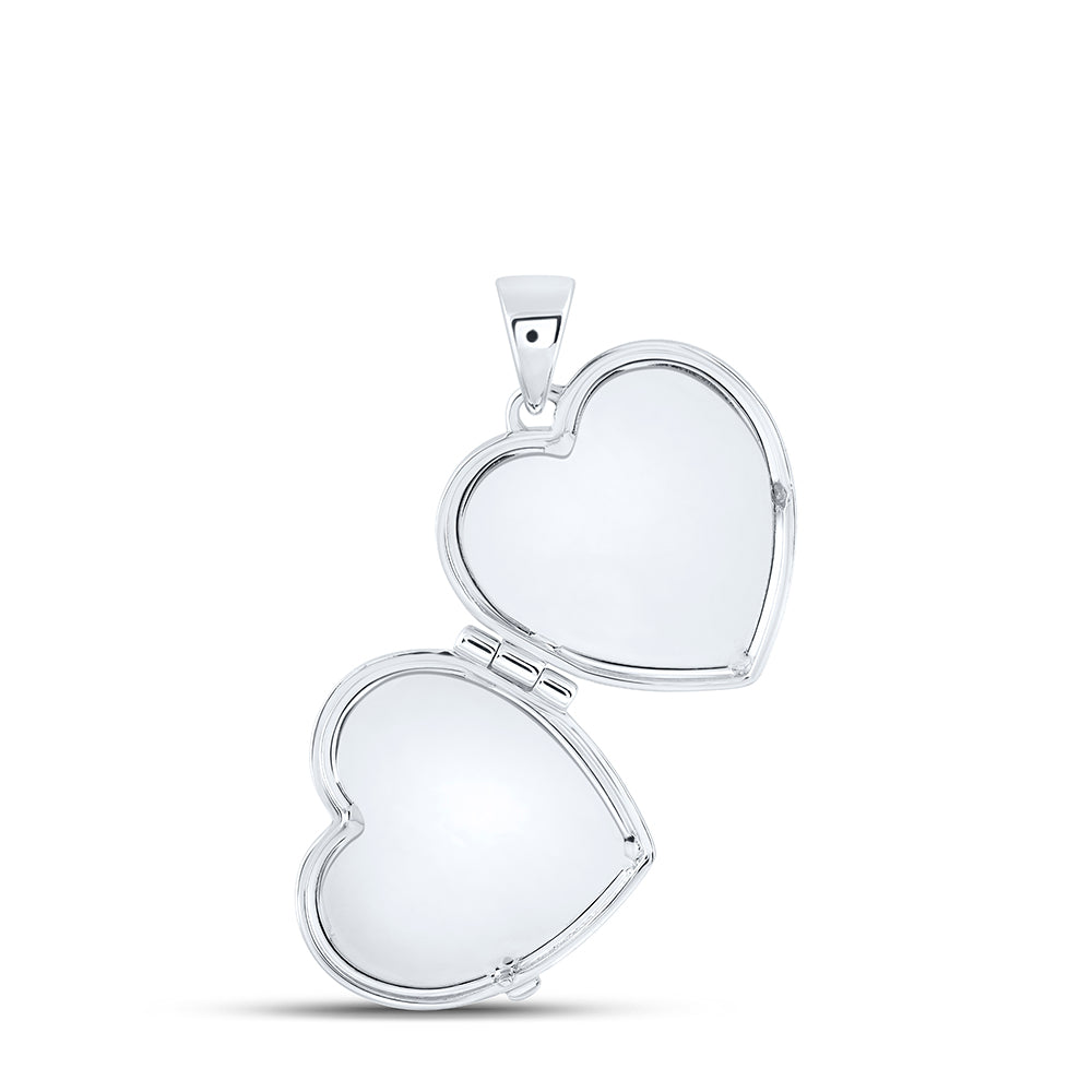 0.05 Ctw Natural Diamond Heart Locket Pendant in 10k White Gold
