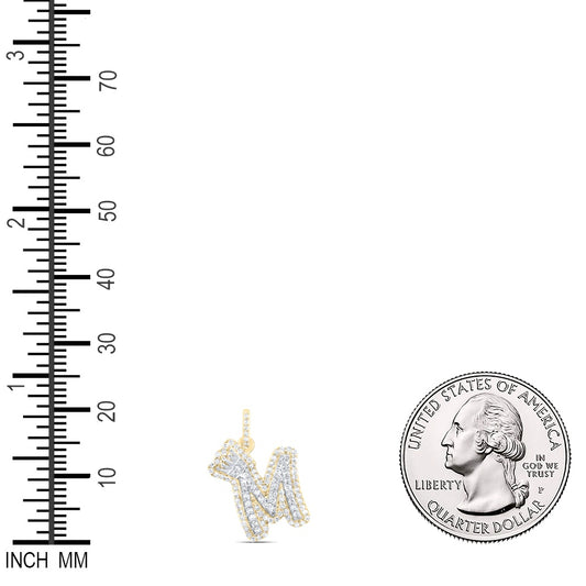 0.29 Ctw Natural Diamond Crown Hiphop Initial Letter M Pendant in 10K Yellow White