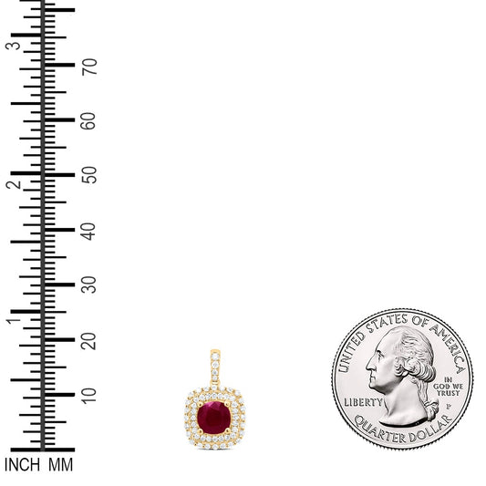 1.68 Ctw Natural Diamond Red Diamond Round Edge Pendant in 14k Yellow Gold