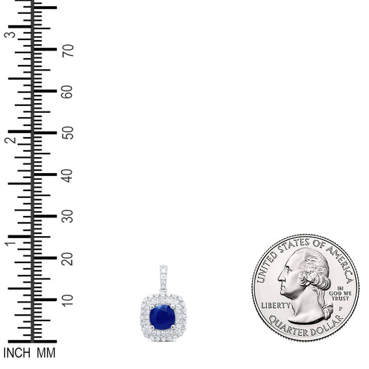 1.49 Ctw Natural Diamond Blue Diamond Round Edge Pendant in 14k White Gold