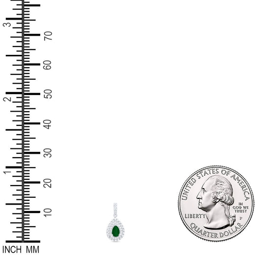 0.56 Ctw Natural Diamond Teardrop Green Pendant in 14k White Gold