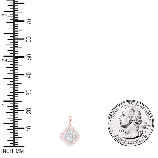 0.27 Ctw Natural Diamond Clover Cluster Gift Pendant in 10k Rose Gold