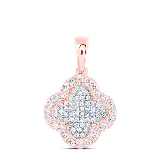 0.27 Ctw Natural Diamond Clover Cluster Gift Pendant in 10k Rose Gold