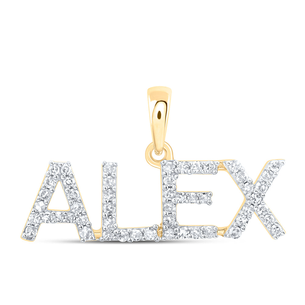 0.2 Ctw Natural Diamond ALEX Name Pendant in 10k Yellow Gold