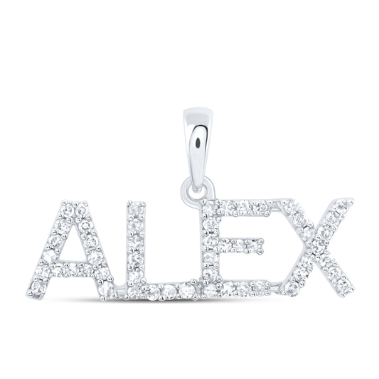 0.2 Ctw Natural Diamond ALEX Name Pendant in 10k White Gold