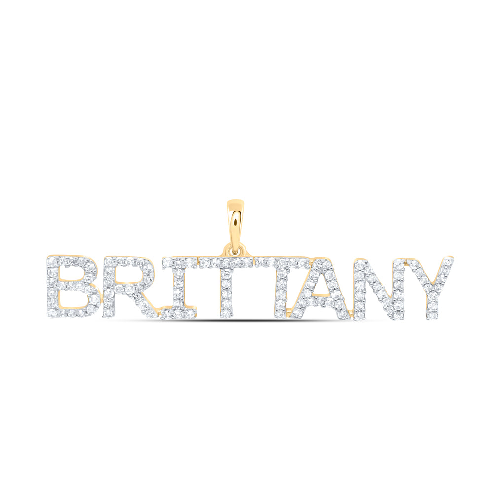0.41 Ctw Natural Diamond BRITTANY Name Pendant in 10k Yellow Gold