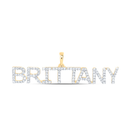 0.41 Ctw Natural Diamond BRITTANY Name Pendant in 10k Yellow Gold