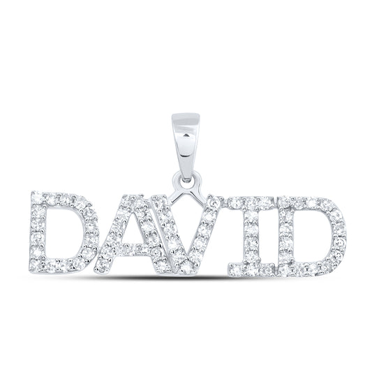 0.27 Ctw Natural Diamond DAVID Name Pendant in 10k White Gold