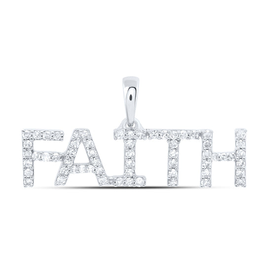 0.24 Ctw Natural Diamond FAITH Name Pendant in 10k White Gold
