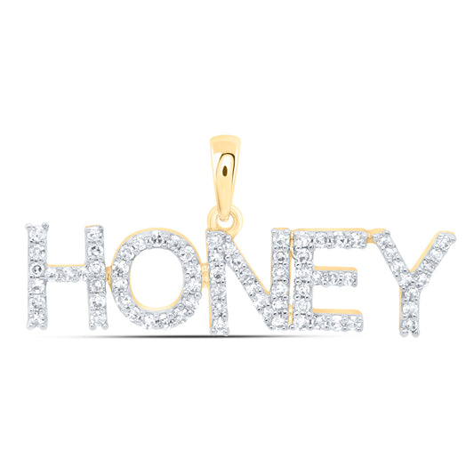 0.28 Ctw Natural Diamond HONEY Name Pendant in 10k Yellow Gold