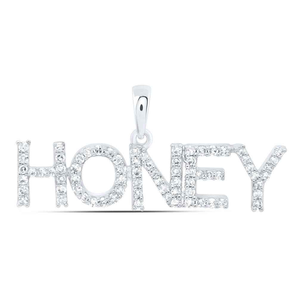 0.27 Ctw Natural Diamond HONEY Name Pendant in 10k White Gold