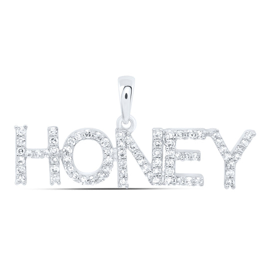 0.27 Ctw Natural Diamond HONEY Name Pendant in 10k White Gold