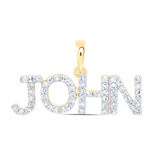 0.22 Ctw Natural Diamond JOHN Name Pendant in 10k Yellow Gold