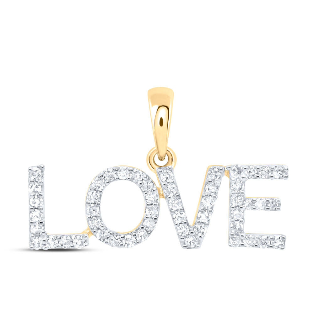 0.2 Ctw Natural Diamond LOVE Name Pendant in 10k Yellow Gold