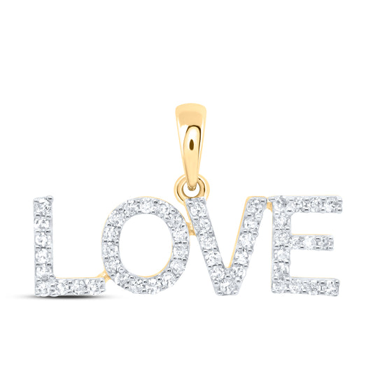 0.2 Ctw Natural Diamond LOVE Name Pendant in 10k Yellow Gold