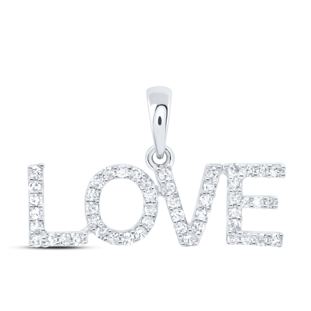 0.2 Ctw Natural Diamond LOVE Name Pendant in 10k White Gold