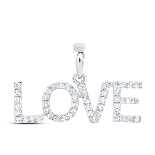 0.2 Ctw Natural Diamond LOVE Name Pendant in 10k White Gold