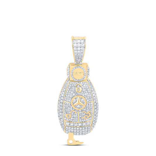 1.88 Ctw Natural Diamond Auto Car Key Pendant in 10k Yellow Gold