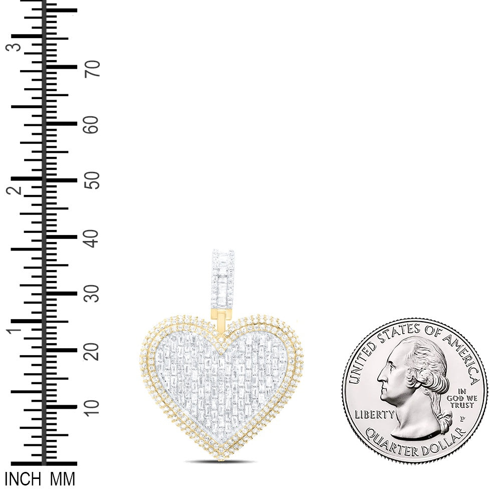 1.84 Ctw Natural Diamond Cluster Heart Gift Pendant in 10k Yellow Gold