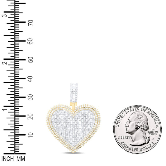 1.84 Ctw Natural Diamond Cluster Heart Gift Pendant in 10k Yellow Gold