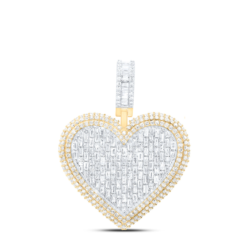 1.84 Ctw Natural Diamond Cluster Heart Gift Pendant in 10k Yellow Gold