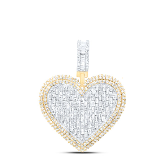 1.84 Ctw Natural Diamond Cluster Heart Gift Pendant in 10k Yellow Gold