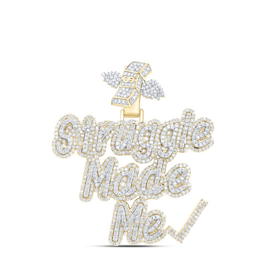 3.26 Ctw Natural Diamond Struggle Made Me Cash Money Pendant in 10k Yellow Gold