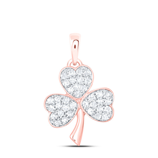 0.19 Ctw Natural Diamond Heart Flower Gift Pendant in 10k Rose Gold