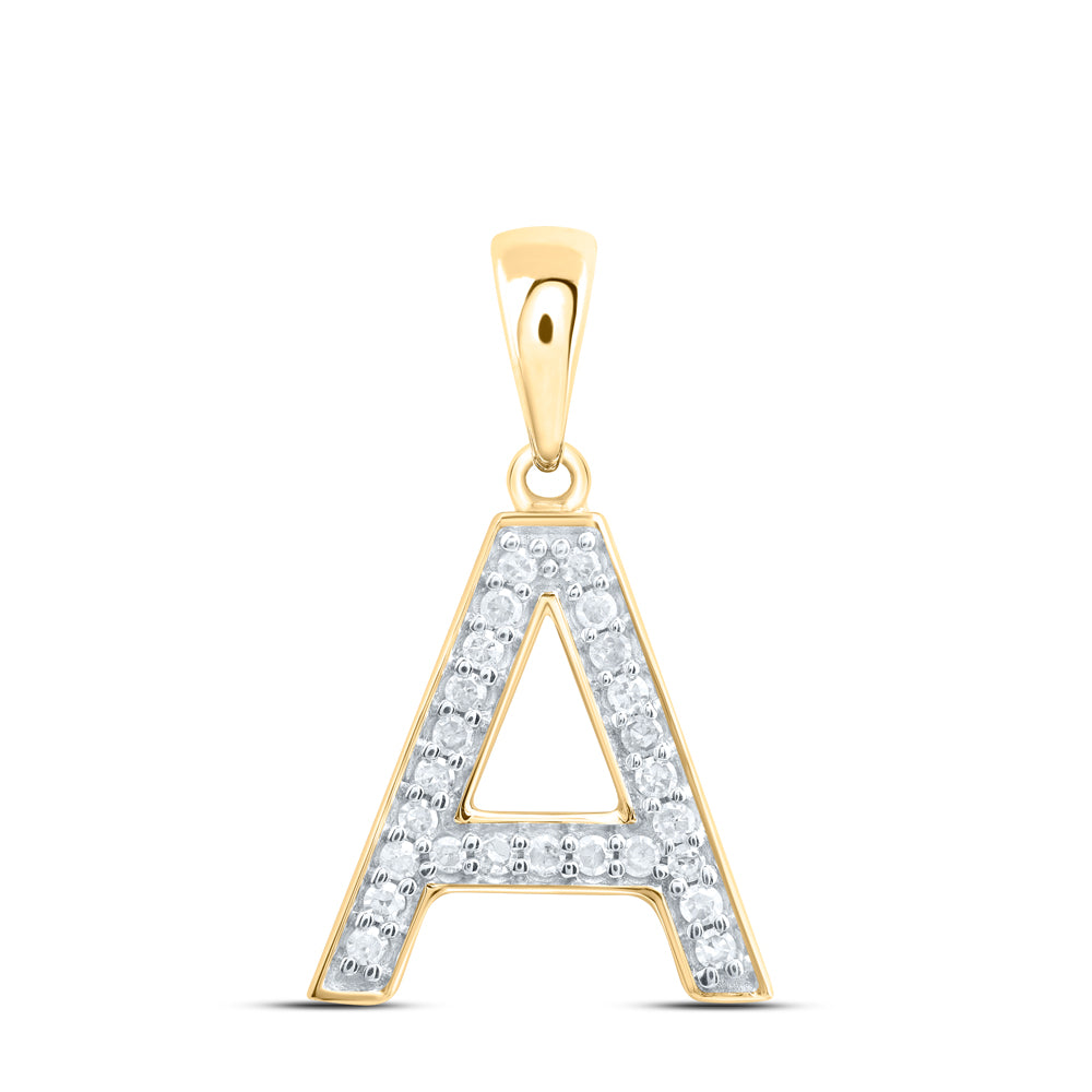 0.11 Ctw Natural Diamond Simple Initial Letter A Pendant in 10k Yellow Gold