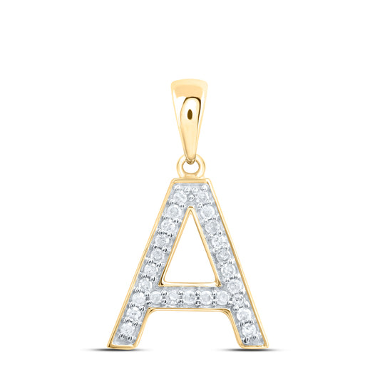0.11 Ctw Natural Diamond Simple Initial Letter A Pendant in 10k Yellow Gold