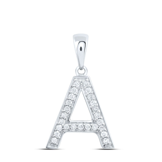 0.1 Ctw Natural Diamond Simple Initial Letter A Pendant in 10k White Gold