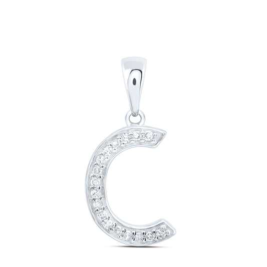 0.07 Ctw Natural Diamond Simple Initial Letter C Pendant in 10k White Gold