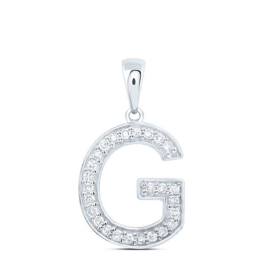 0.11 Ctw Natural Diamond Simple Initial Letter G Pendant in 10k White Gold