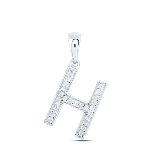 0.1 Ctw Natural Diamond Simple Initial Letter H Pendant in 10k White Gold