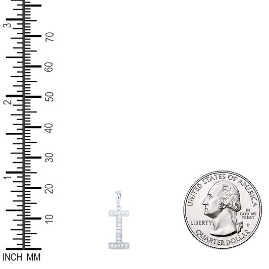 0.07 Ctw Natural Diamond Simple Initial Letter I Pendant in 10k White Gold