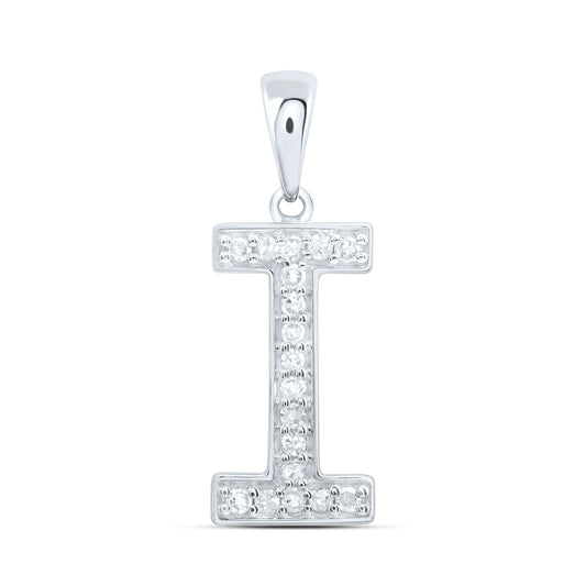 0.07 Ctw Natural Diamond Simple Initial Letter I Pendant in 10k White Gold