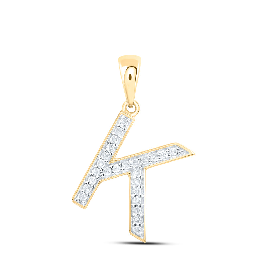 0.1 Ctw Natural Diamond Simple Initial Letter K Pendant in 10k Yellow Gold