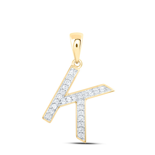 0.1 Ctw Natural Diamond Simple Initial Letter K Pendant in 10k Yellow Gold