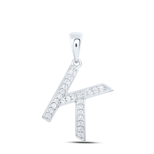 0.1 Ctw Natural Diamond Simple Initial Letter K Pendant in 10k White Gold