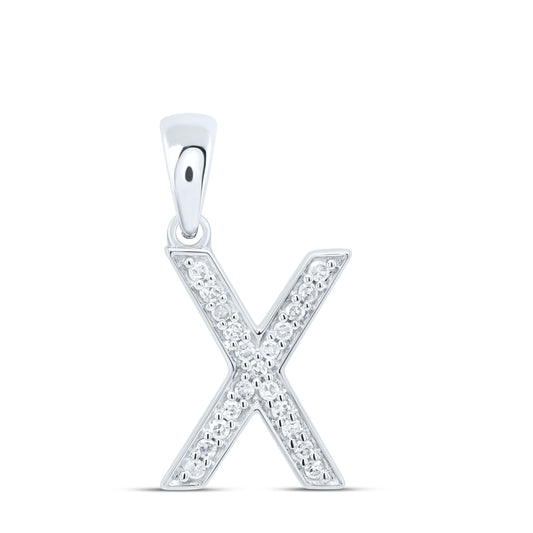 0.08 Ctw Natural Diamond Simple Initial Letter X Pendant in 10k White Gold