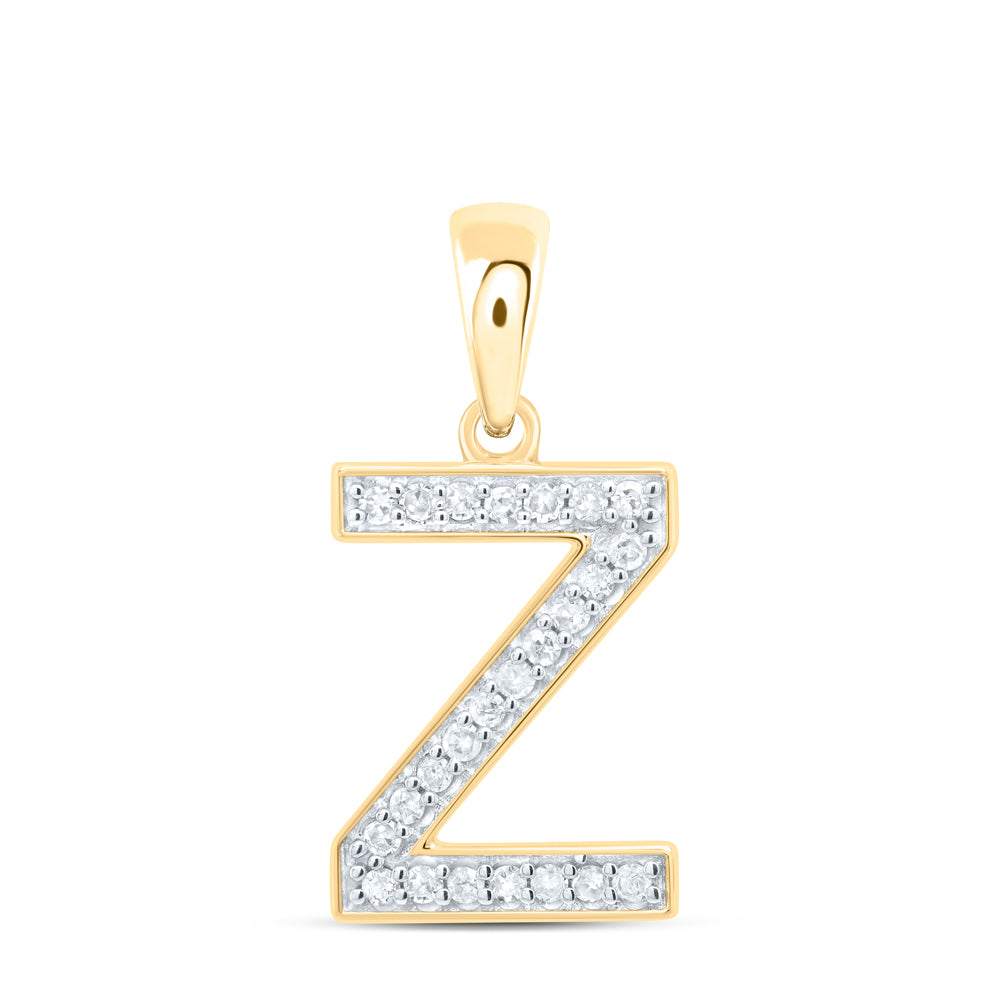 0.1 Ctw Natural Diamond Simple Initial Letter Z Pendant in 10k Yellow Gold