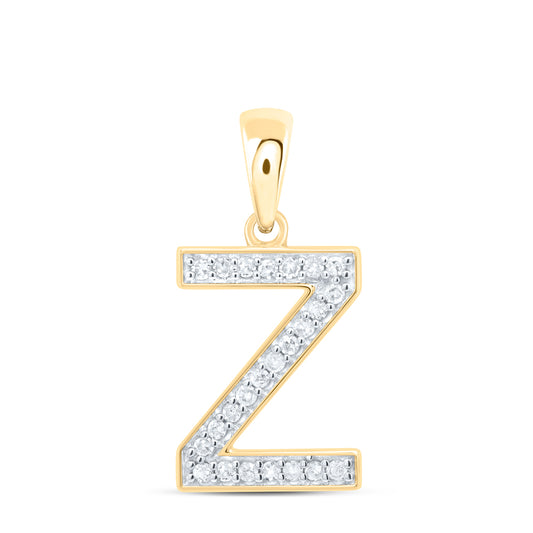 0.1 Ctw Natural Diamond Simple Initial Letter Z Pendant in 10k Yellow Gold