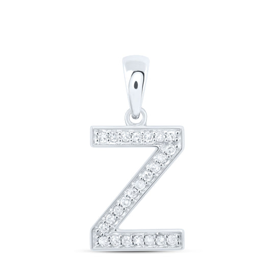 0.1 Ctw Natural Diamond Simple Initial Letter Z Pendant in 10k White Gold