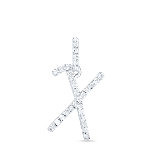 0.12 Ctw Natural Diamond Simple Initial Letter X Pendant in 10k White Gold