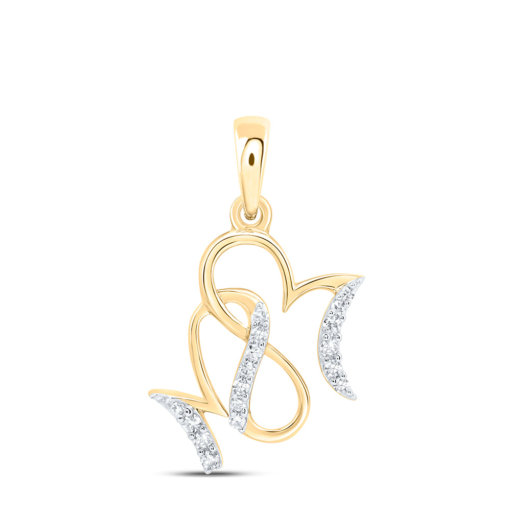 0.08 Ctw Natural Diamond Mom Mothers Day Pendant in 10k Yellow Gold