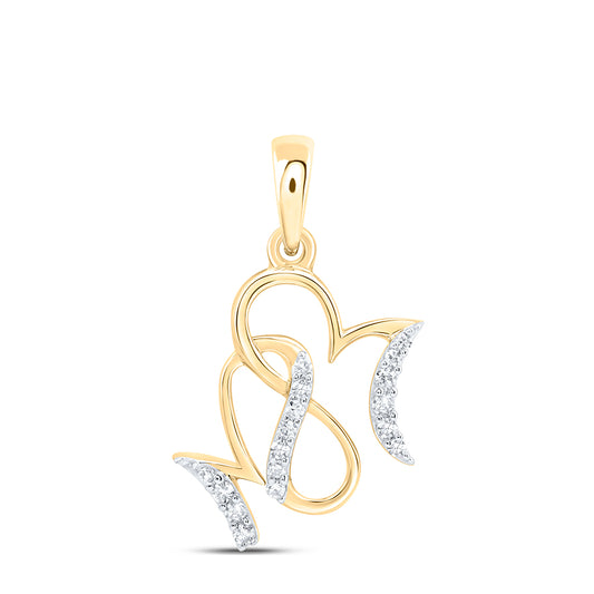 0.08 Ctw Natural Diamond Mom Mothers Day Pendant in 10k Yellow Gold