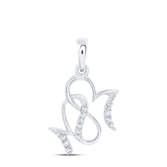 0.08 Ctw Natural Diamond Mom Mothers Day Pendant in 10k White Gold