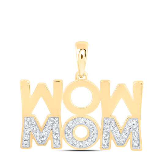 0.19 Ctw Natural Diamond Upside Down Mom Mothers Day Pendant in 10k Yellow Gold